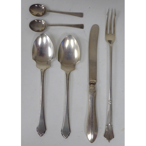 204 - Silver items: to include napkin rings; presentation and condiments spoons  mixed marks 