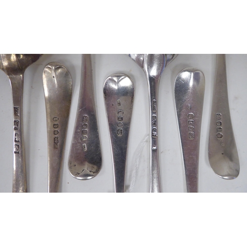 207 - Seven 18th and 19thC silver Old English pattern tablespoons  mixed London marks  (combined weight ap... 