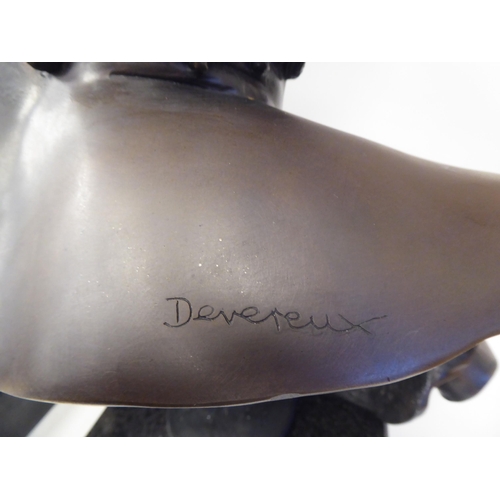 234 - Glenis Devereaux - two cast bronze busts 'Pan' and 'Syrinx'  bearing signatures  the socle... 