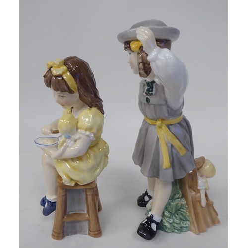 235 - A series of six Royal Worcester bone china figures 'Katie's Day' by Glenis Devereaux, viz. 'Storytim... 