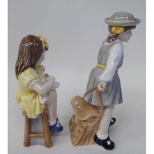 235 - A series of six Royal Worcester bone china figures 'Katie's Day' by Glenis Devereaux, viz. 'Storytim... 