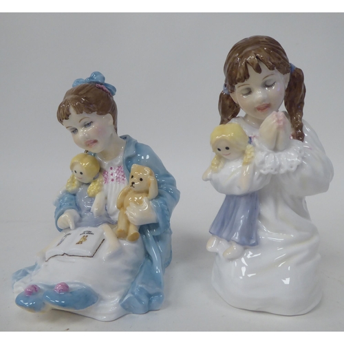 235 - A series of six Royal Worcester bone china figures 'Katie's Day' by Glenis Devereaux, viz. 'Storytim... 