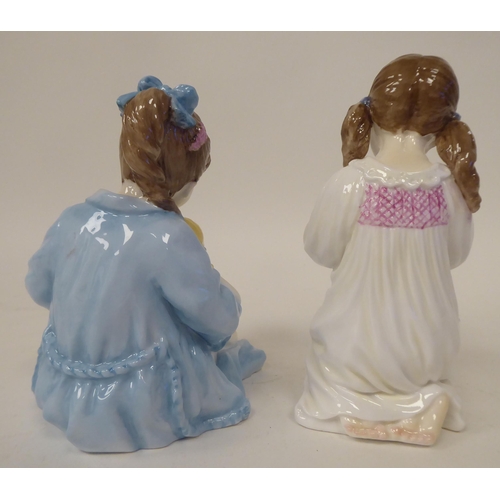 235 - A series of six Royal Worcester bone china figures 'Katie's Day' by Glenis Devereaux, viz. 'Storytim... 