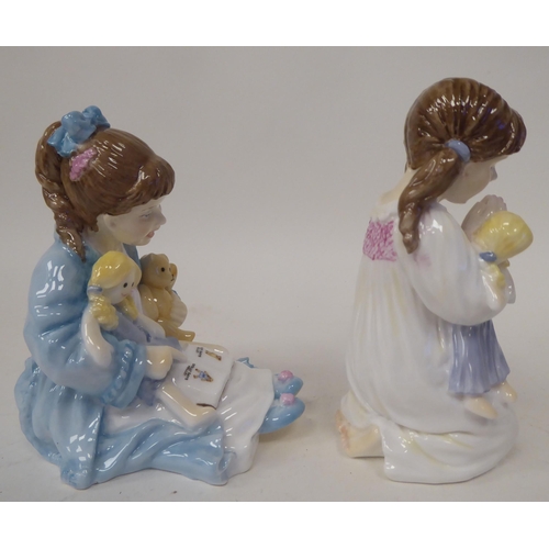 235 - A series of six Royal Worcester bone china figures 'Katie's Day' by Glenis Devereaux, viz. 'Storytim... 