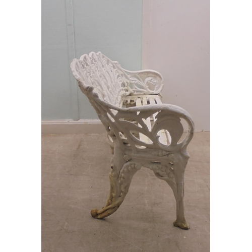 244 - A vintage Victorian inspired, white painted, cast metal suite of terrace furniture, in the style of ... 