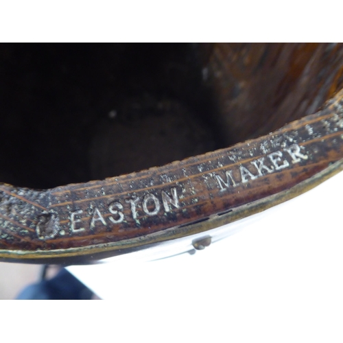 250 - A late 19thC coopered oak and brass bound bucket with a swing handle  bears the engraved legend... 