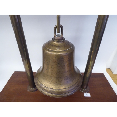 267 - A cast bronze marine bell, inscribed 'A&M 1943' with a clapper  10