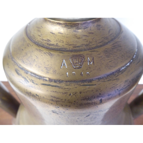 267 - A cast bronze marine bell, inscribed 'A&M 1943' with a clapper  10