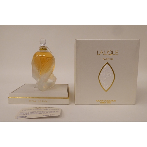 28 - A Lalique opaque glass Les Elfes Limited Edition 701/2002 perfume bottle  full and sealed ... 