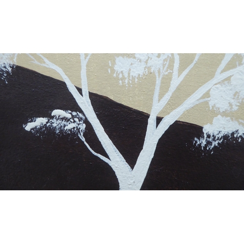 29 - R Allan - a woodland in silhouette  oil on board  bears a signature  35