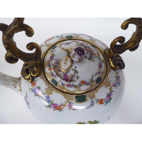 63 - Meissen 2nd Association porcelain teaware, decorated with romantic figures in gardens and flora and ... 