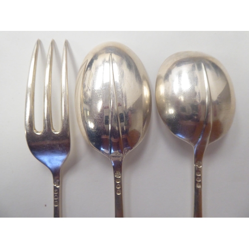 70 - A canteen of silver Hanovarian and rattail pattern flatware and cutlery, comprising eight place sett... 