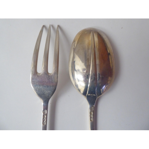 70 - A canteen of silver Hanovarian and rattail pattern flatware and cutlery, comprising eight place sett... 