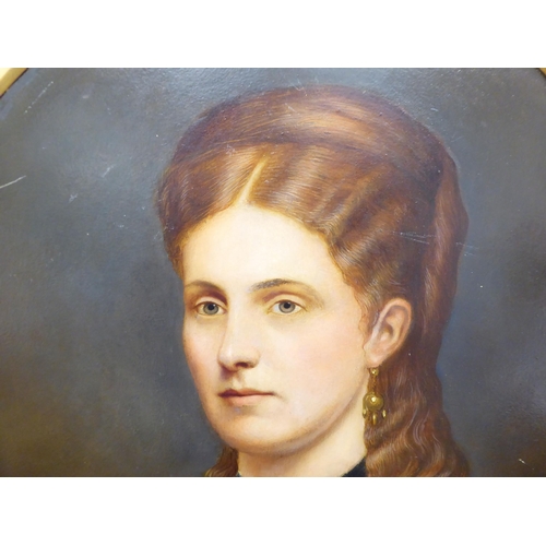 94 - A 19thC head and shoulders portrait, one Caroline Henderson Rollo  b.1849  d.1937  oi... 