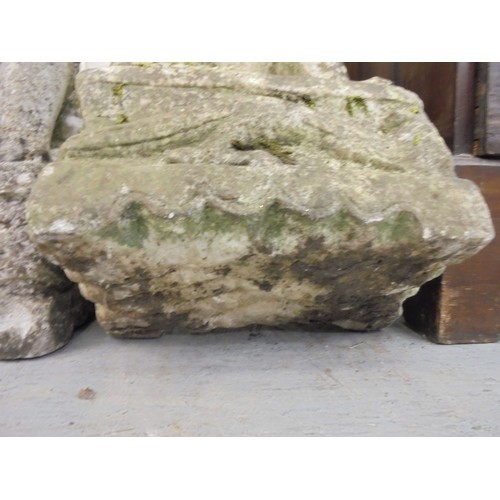 78 - A pair of Chinese carved, weathered marble, seated Lion Dogs, on plinths  20