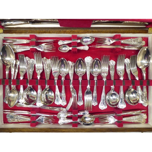 1 - A Webber & Hill silver plated, stainless steel Kings pattern canteen of cutlery and flatware, in... 