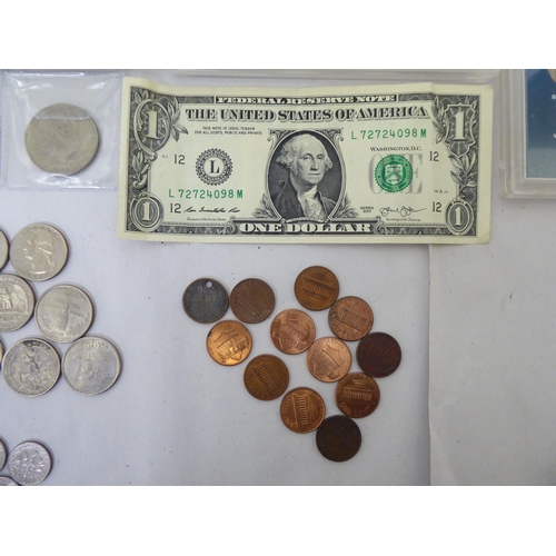 118 - Uncollated American coins: to include a one ounce 999 Fine Silver Ronald Regan one dollar  boxed