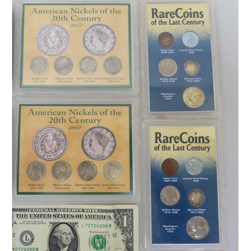 118 - Uncollated American coins: to include a one ounce 999 Fine Silver Ronald Regan one dollar  boxed