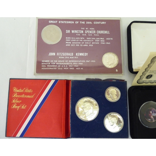 118 - Uncollated American coins: to include a one ounce 999 Fine Silver Ronald Regan one dollar  boxed