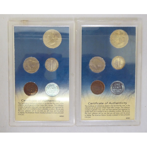 118 - Uncollated American coins: to include a one ounce 999 Fine Silver Ronald Regan one dollar  boxed