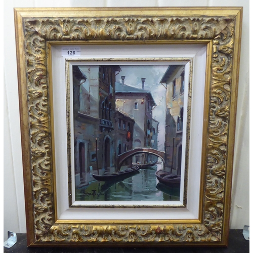 126 - * Scotti - a Venetian backwater  oil on canvas  bears a signature  11