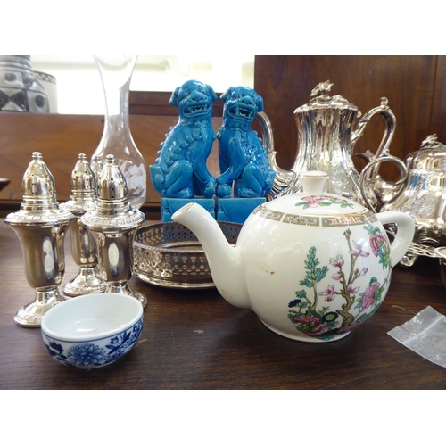 131 - A mixed lot: to include a four piece silver plated tea set, decorated in Victorian taste 