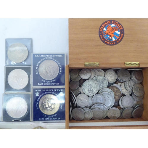 138 - Collectable items: to include silver half crowns; florins; and two shilling pieces 