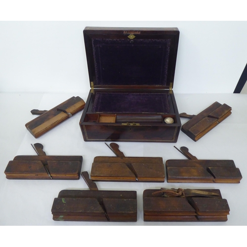 139 - A late Victorian string inlaid rosewood writing box, the fitted interior incorporating a scriber  6