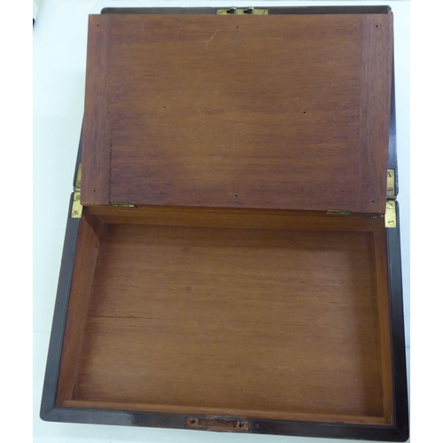 139 - A late Victorian string inlaid rosewood writing box, the fitted interior incorporating a scriber  6