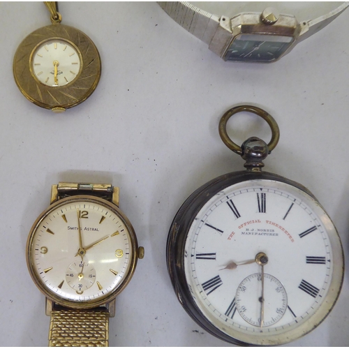 140 - Pocket and wristwatches: to include The Official Timekeeper silver cased pocket watch, faced by a wh... 