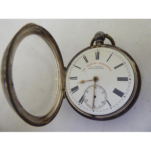 140 - Pocket and wristwatches: to include The Official Timekeeper silver cased pocket watch, faced by a wh... 