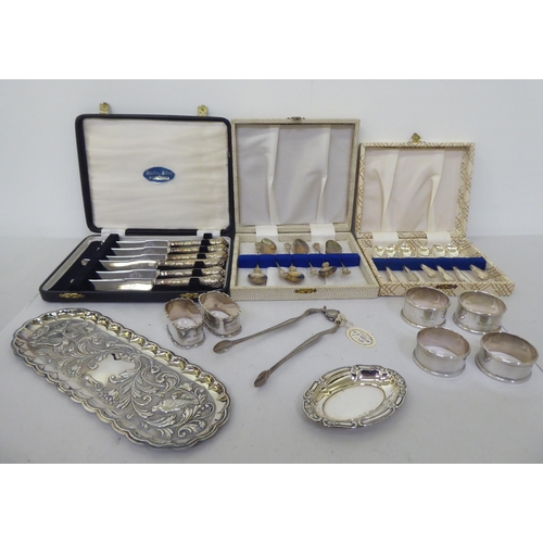 149 - Silver and white metal collectables and flatware: to include napkin rings  mixed marks