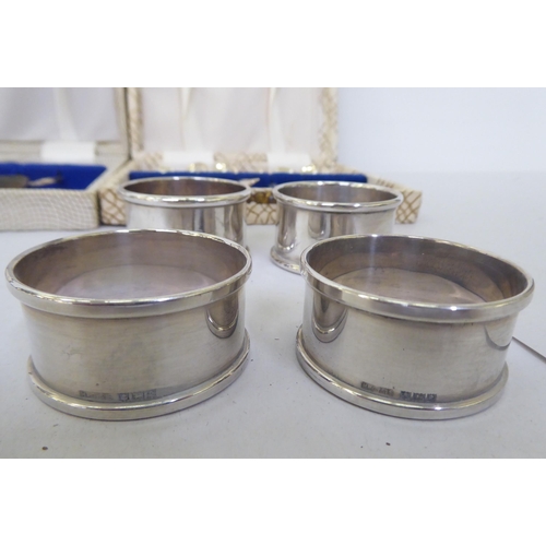 149 - Silver and white metal collectables and flatware: to include napkin rings  mixed marks