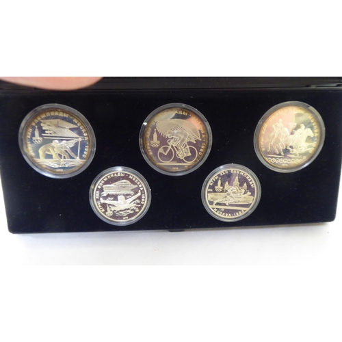 150 - A group of five Moscow 1980 Olympics silver proof coins  boxed