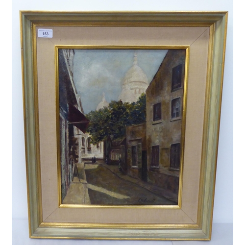 153 - D M Gamell - a European street scene  oil on board  bears a signature  13