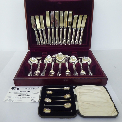 170 - A cased set of six silver teaspoons  Birmingham 1927; and a John Stephenson of Sheffield silver... 