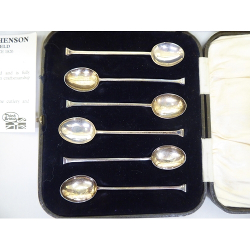 170 - A cased set of six silver teaspoons  Birmingham 1927; and a John Stephenson of Sheffield silver... 