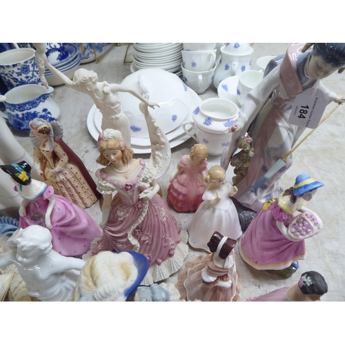 184 - Decorative ceramic figures: to include a Lladro porcelain geisha  9