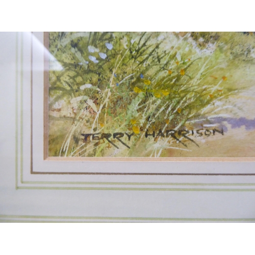 187 - Six framed watercolours: to include two works by Peter Toms - seascapes  bearing signatures  8