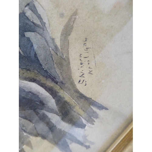 187 - Six framed watercolours: to include two works by Peter Toms - seascapes  bearing signatures  8