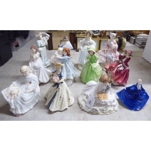 197 - Decorative ceramic figures: to include a Royal Worcester bone china example 'Safe at Last'  Limited ... 