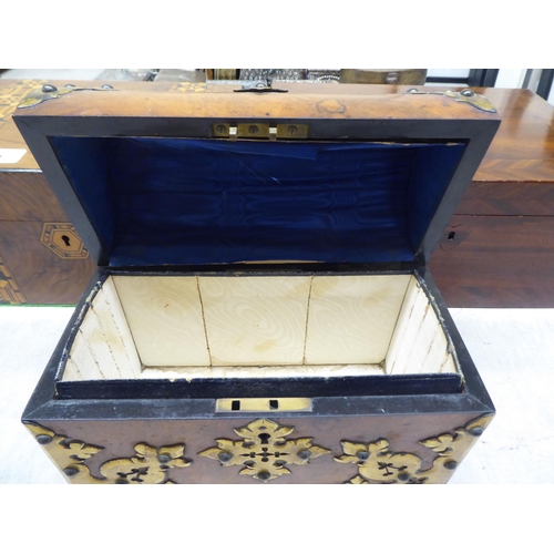 20 - Three boxes: to include a late 19thC walnut casket with brass mounts  7