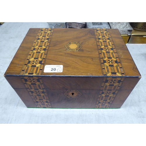 20 - Three boxes: to include a late 19thC walnut casket with brass mounts  7