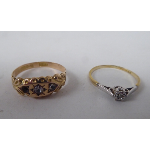 207 - Six white and gold rings, set with various stones