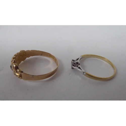 207 - Six white and gold rings, set with various stones