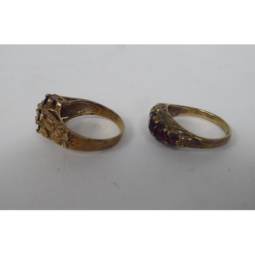 207 - Six white and gold rings, set with various stones