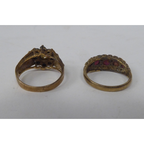 207 - Six white and gold rings, set with various stones