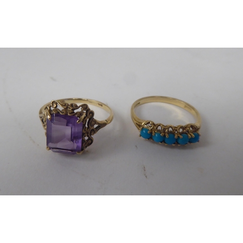 208 - Six white and gold rings, set with various stones