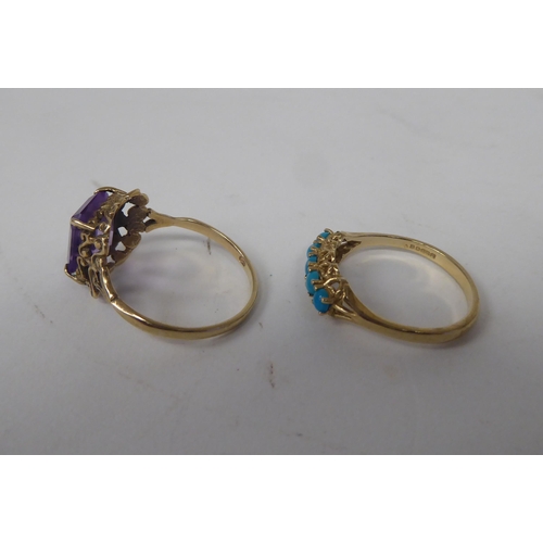 208 - Six white and gold rings, set with various stones