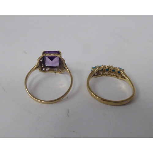 208 - Six white and gold rings, set with various stones